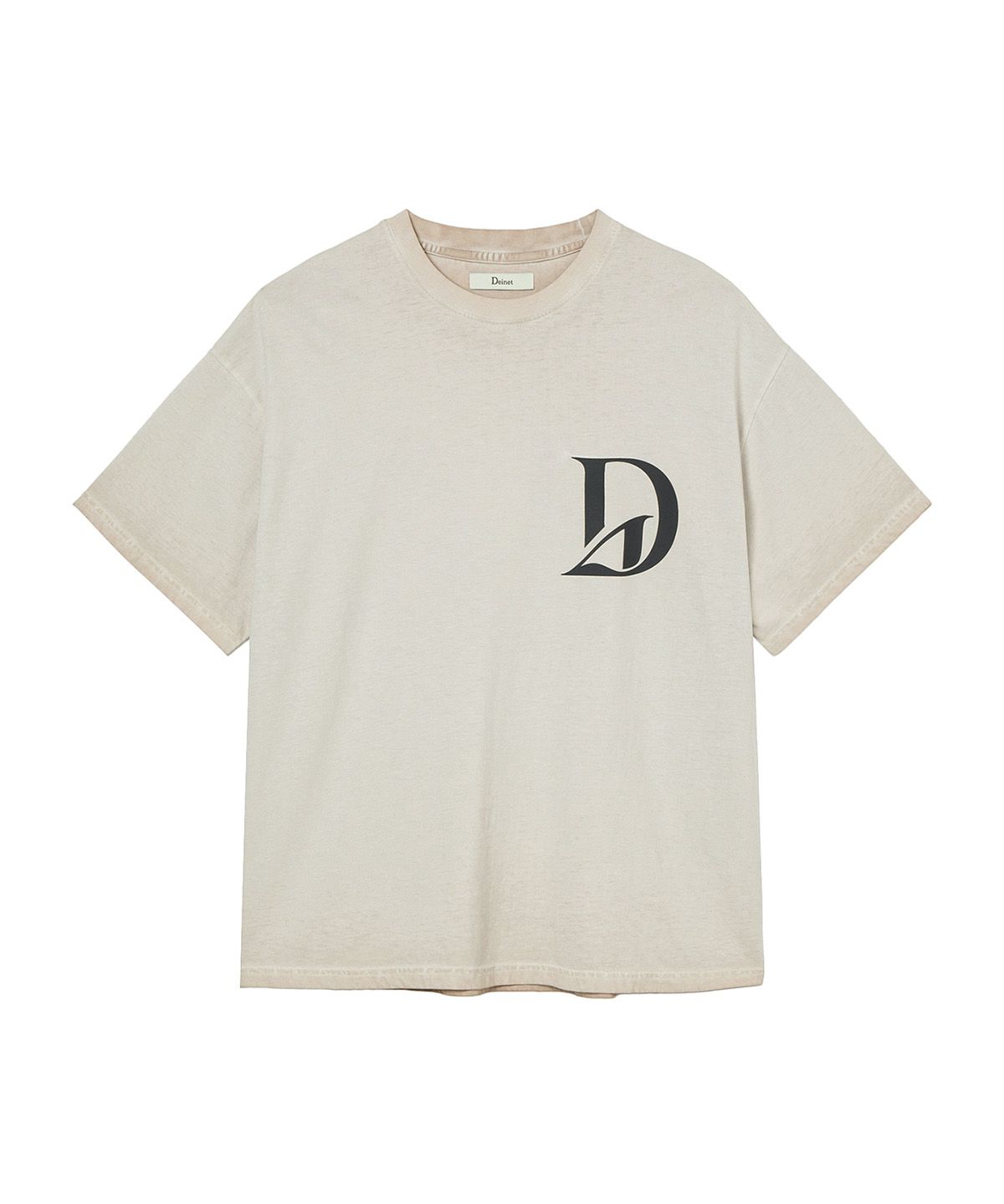 다이닛(DEINET) WASHED LOGO T-SHIRT IN BEIGE