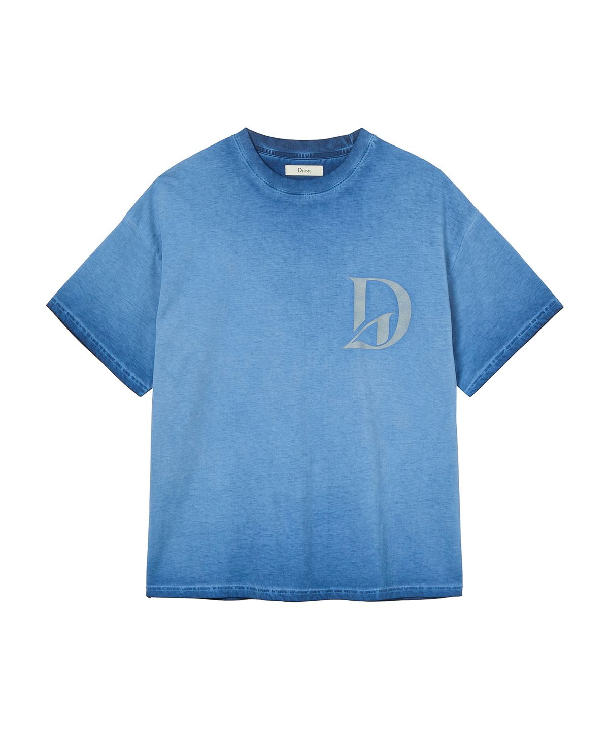 다이닛(DEINET) WASHED LOGO T-SHIRT IN BLUE