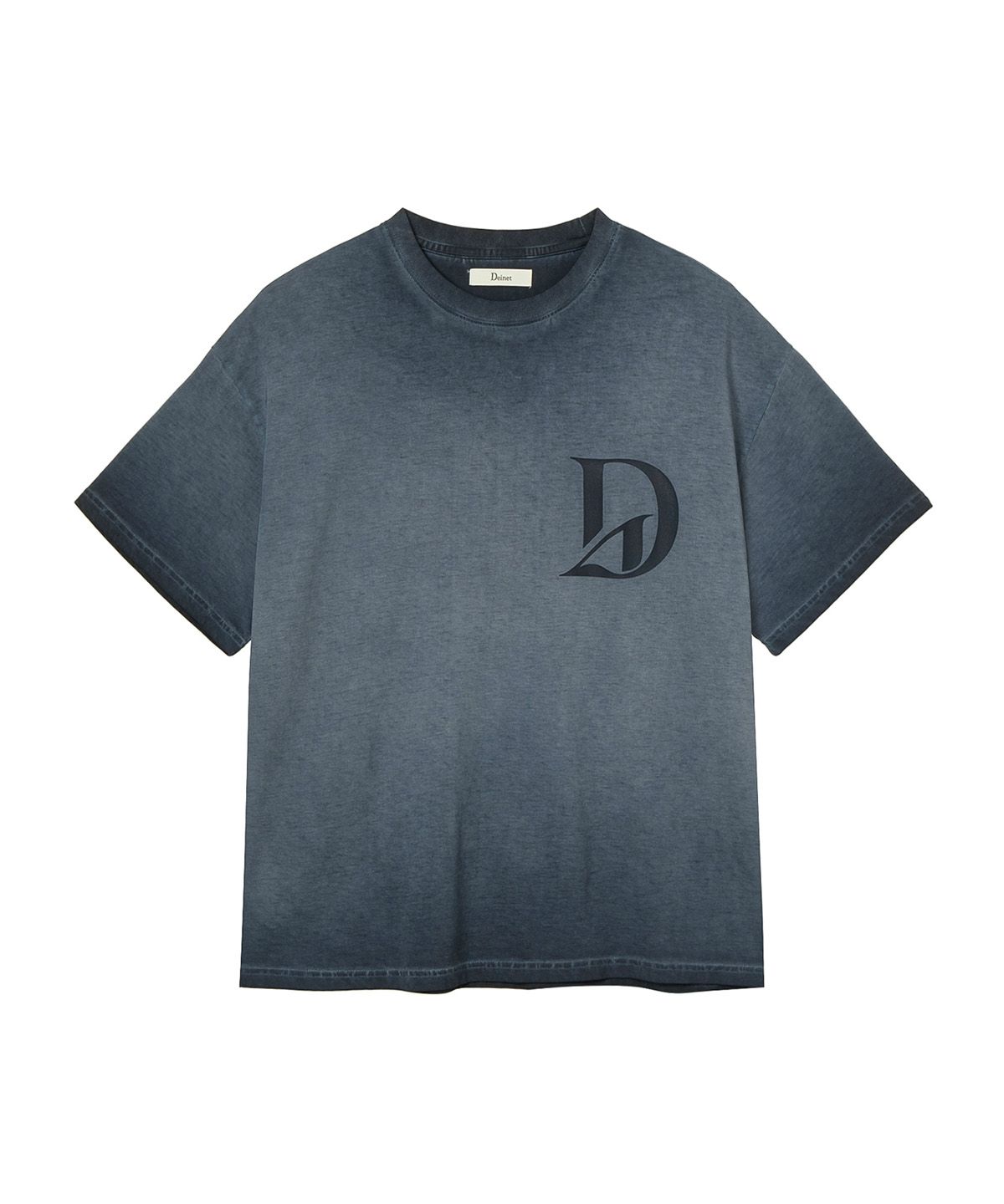 다이닛(DEINET) WASHED LOGO T-SHIRT IN BLACK