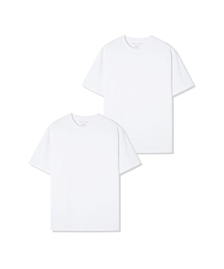 2PACK 남녀공용 스탠다드핏 반팔 티셔츠 (WHITE) (HCRST30)