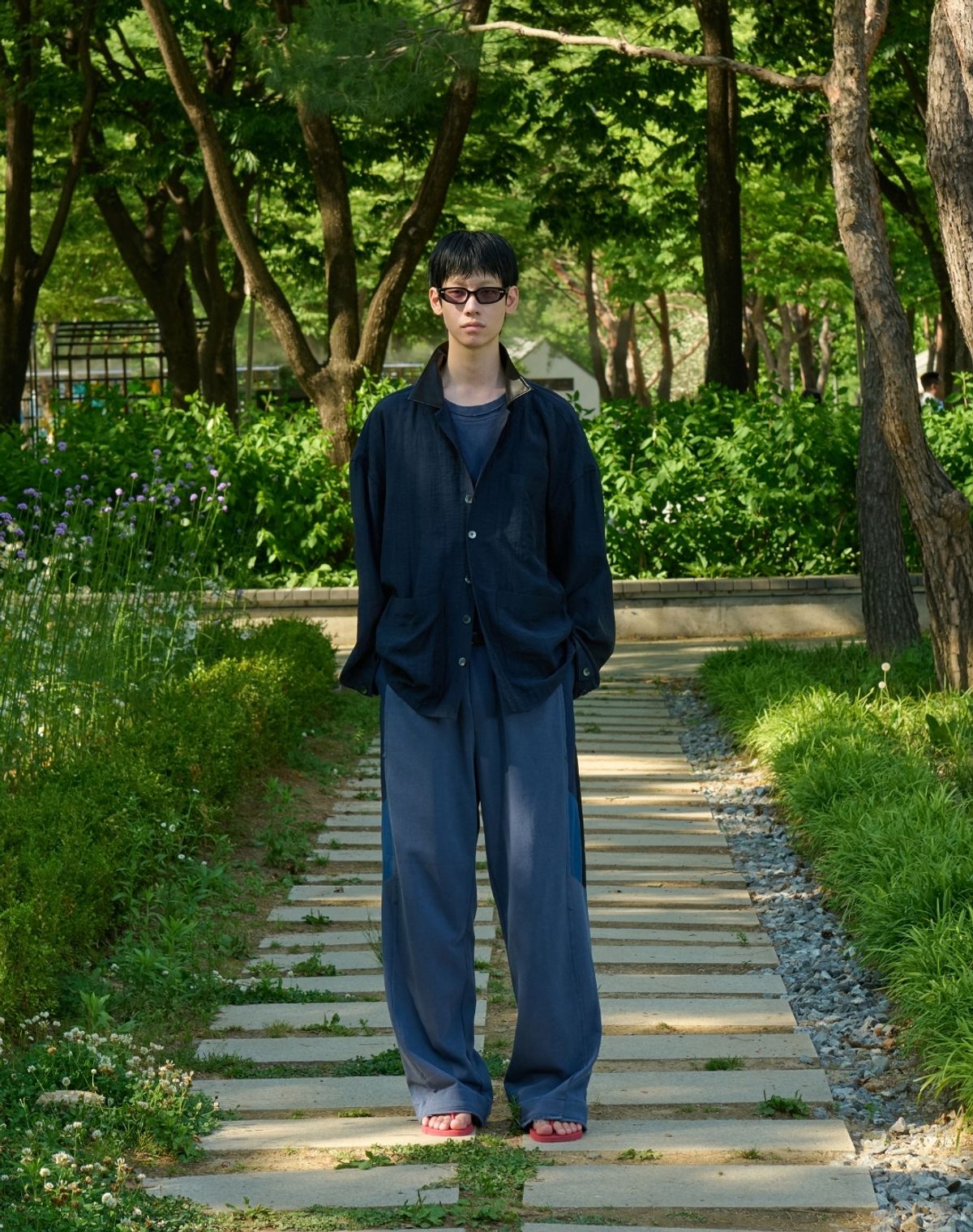 오디너리피플(ORDINARY PEOPLE) RE : LEATHER COLLAR FRENCH SHACKET [NAVY]