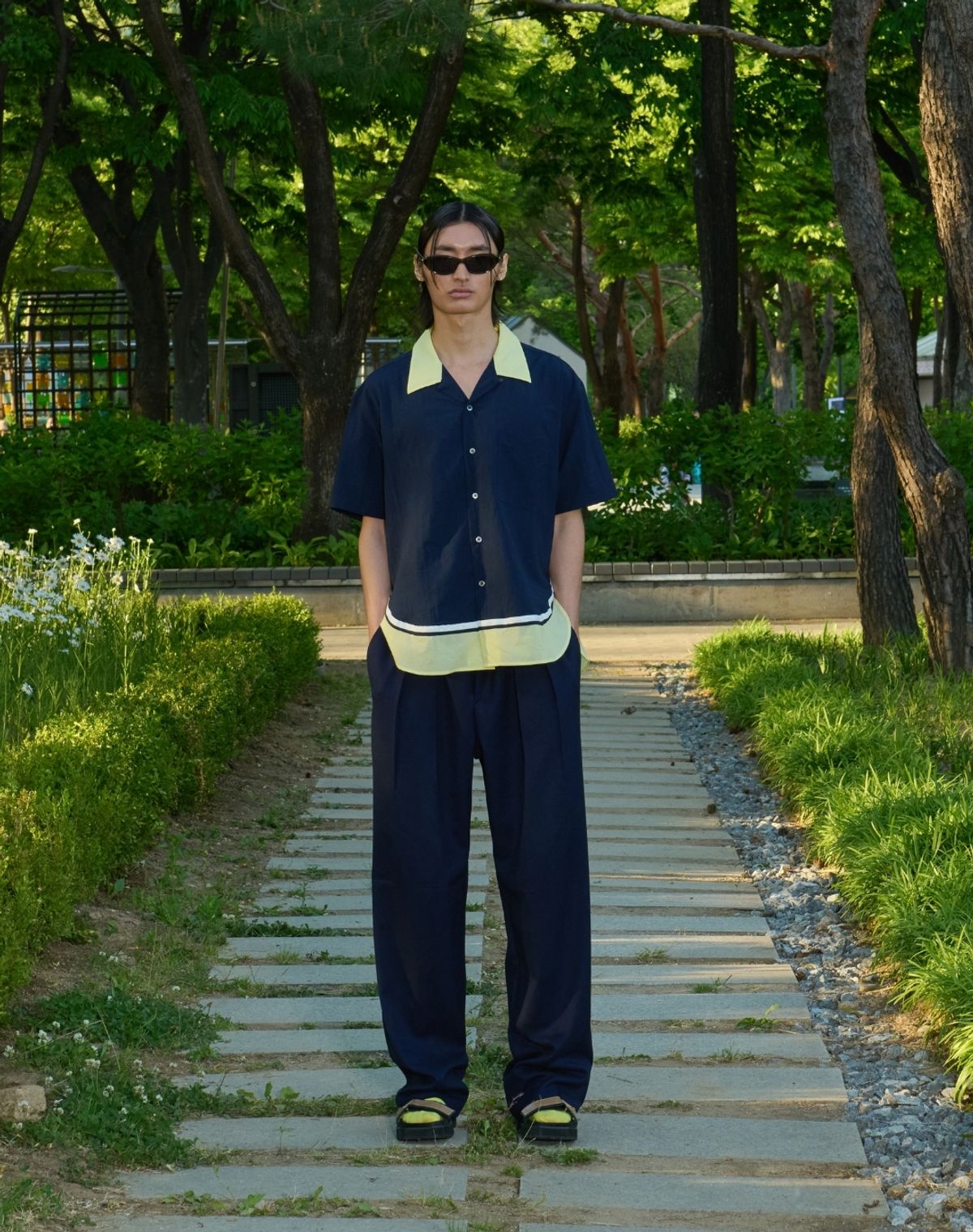 오디너리피플(ORDINARY PEOPLE) RE : Triple Tone Resort Shirt [NAVY]