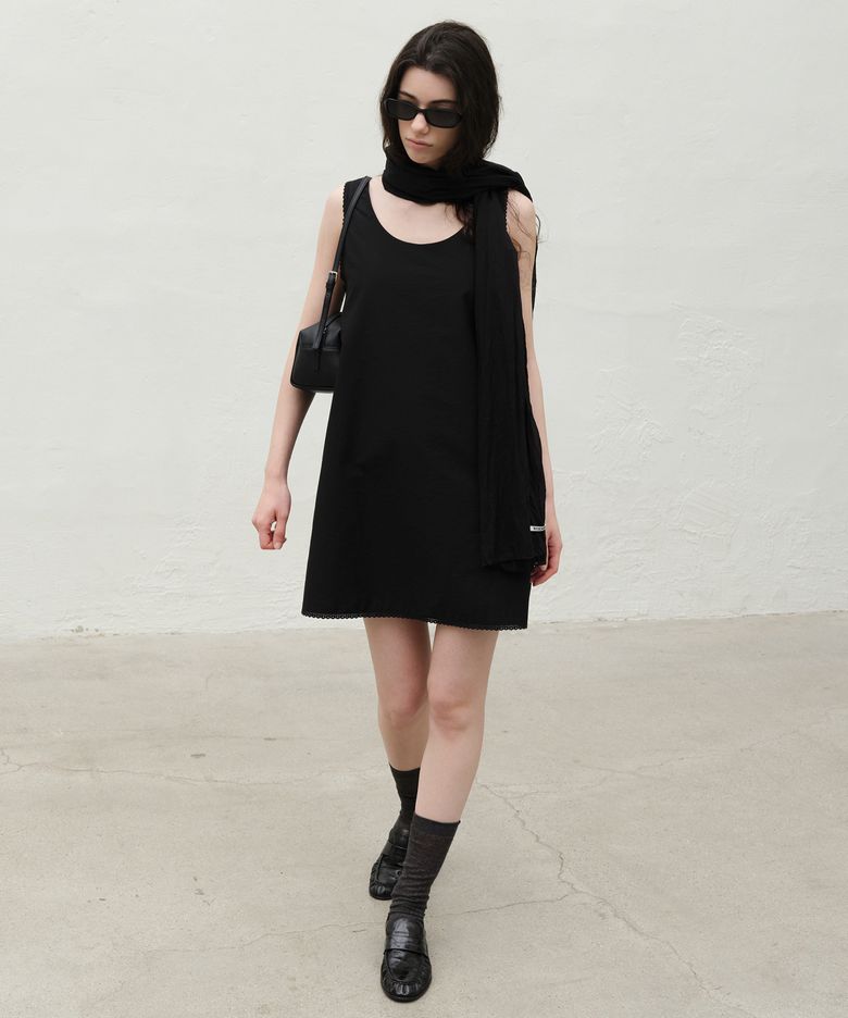 Lace Point Mini Dress - Black