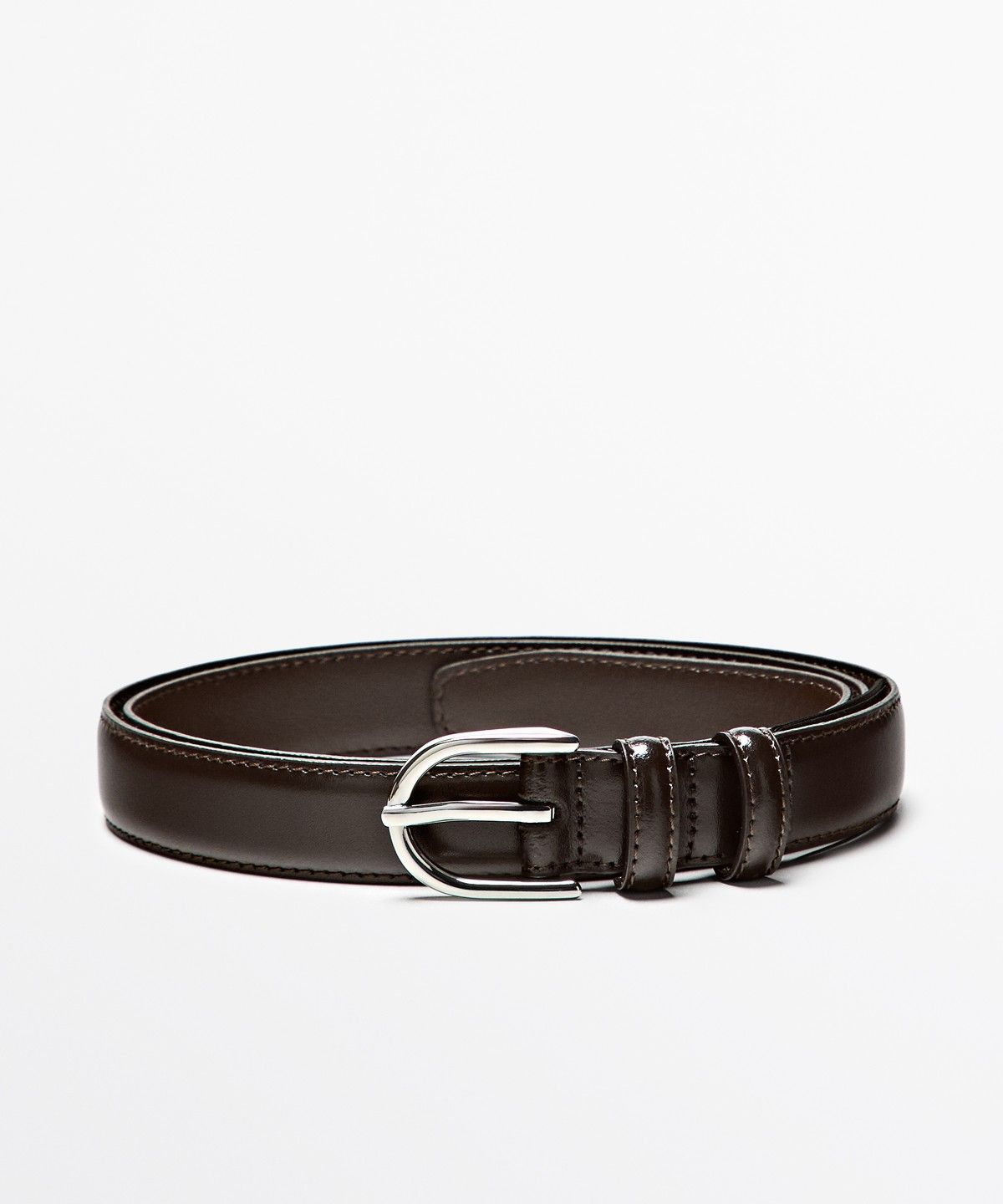 마시모두띠(MASSIMO DUTTI) 오벌 버클 스티치 나파 레더 벨트