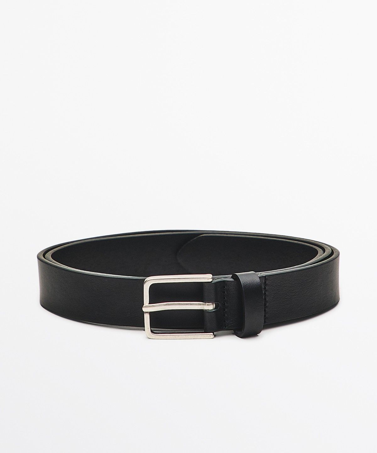 마시모두띠(MASSIMO DUTTI) 렉탱귤러 버클 나파 가죽 벨트