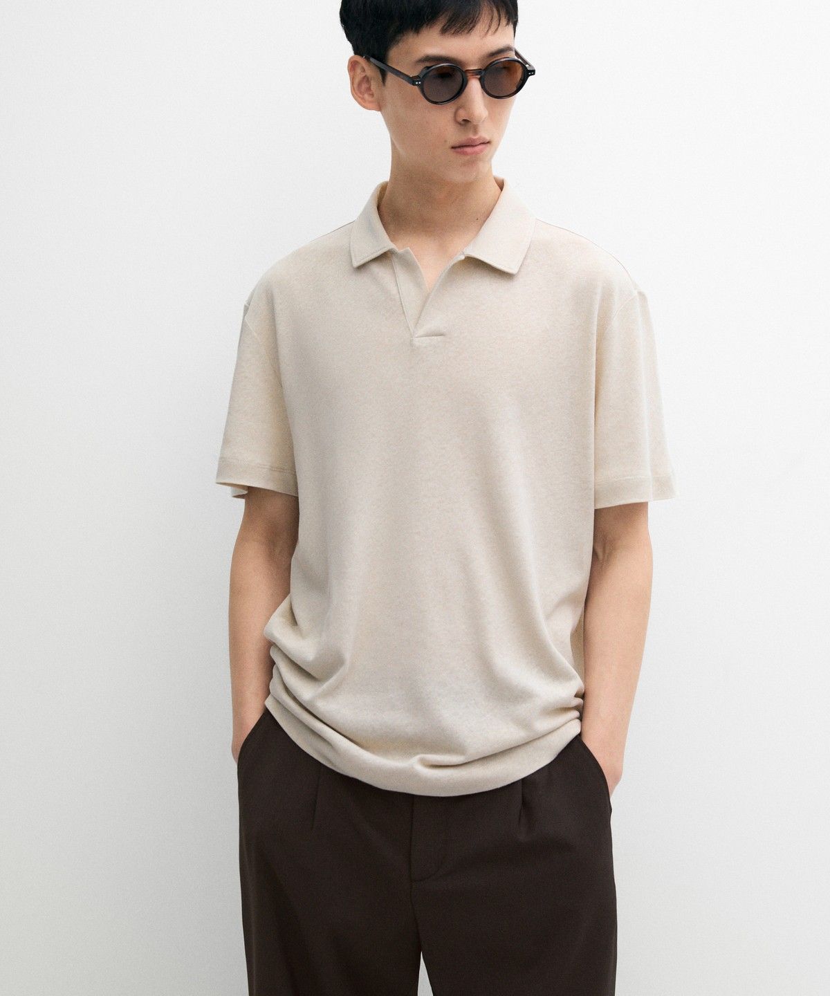 마시모두띠(MASSIMO DUTTI) 린넨 코튼 반팔 폴로셔츠