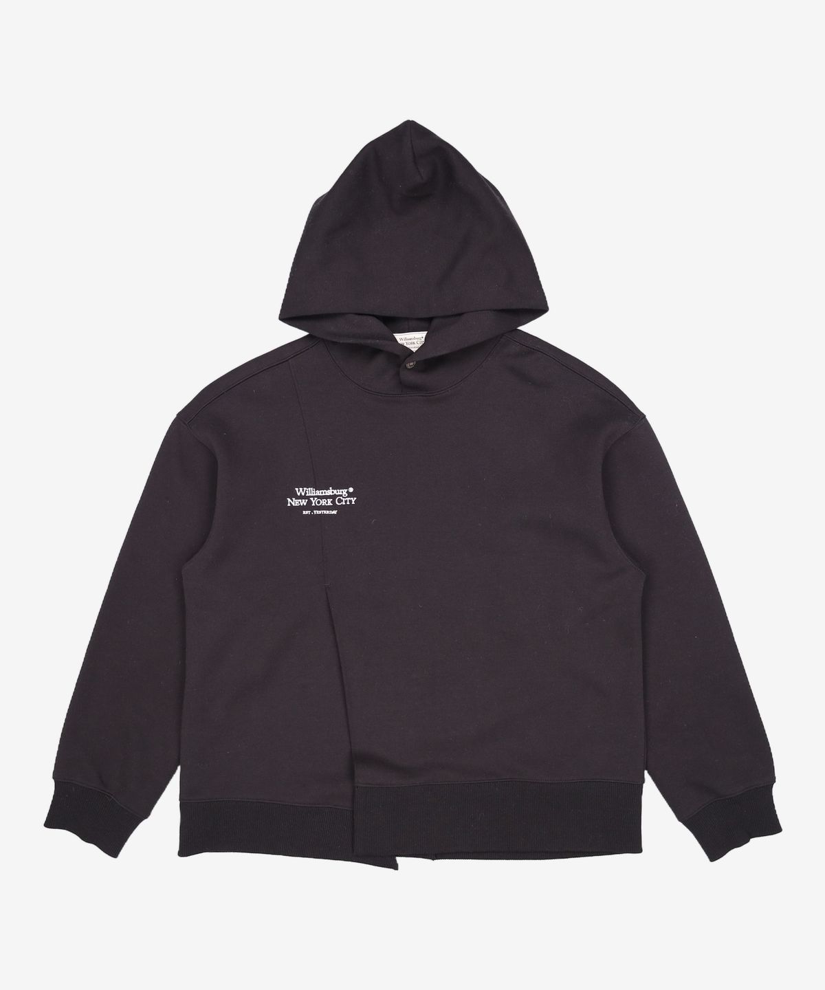 윌리엄스버그 뉴욕시티(WILLIAMSBURG NEWYORK CITY) [Essential] Classic Logo Cutting Hoodie_Black M