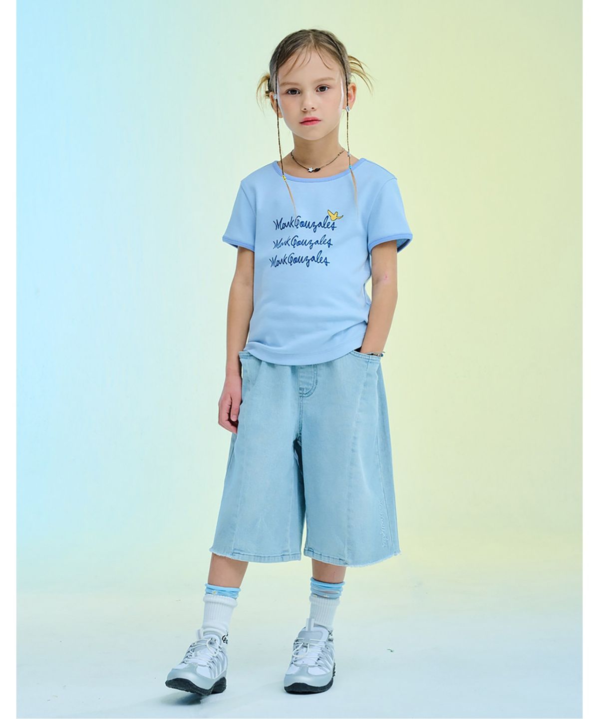 마크곤잘레스 키즈(MARK GONZALES KIDS) 엔젤 절개 데님팬츠_라이트블루_MG62HD03LB