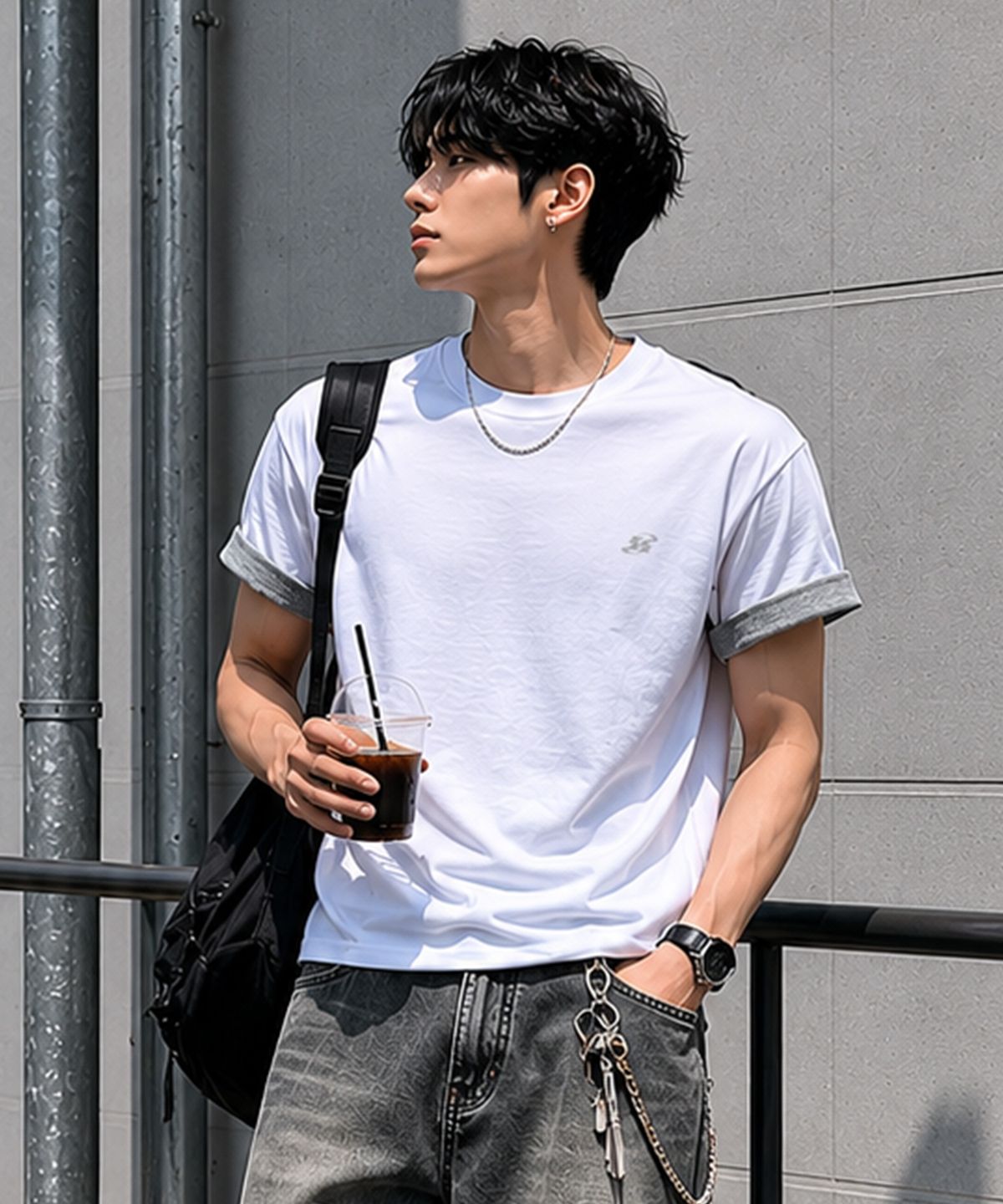 페이드(PEID) PD 시그니처 로고 롤업 크롭 반팔티 화이트