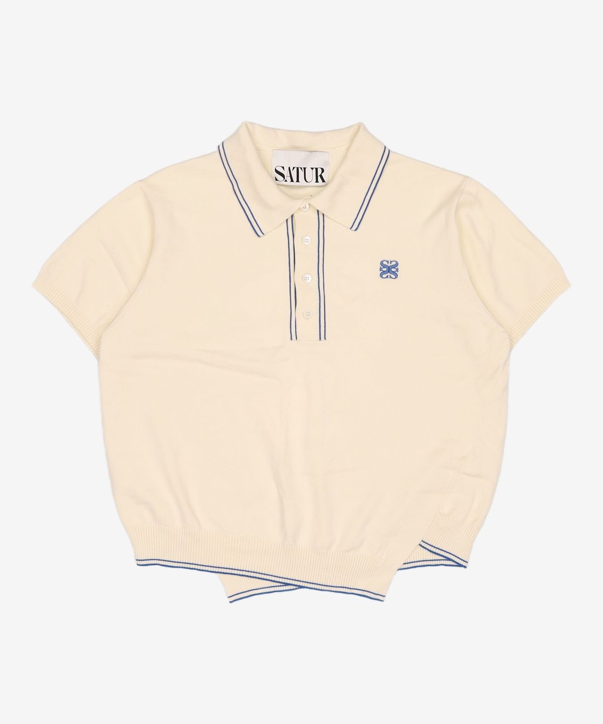 세터(SATUR) 더블린 언발란스 하프 칼라 니트 루센트 아이보리 M