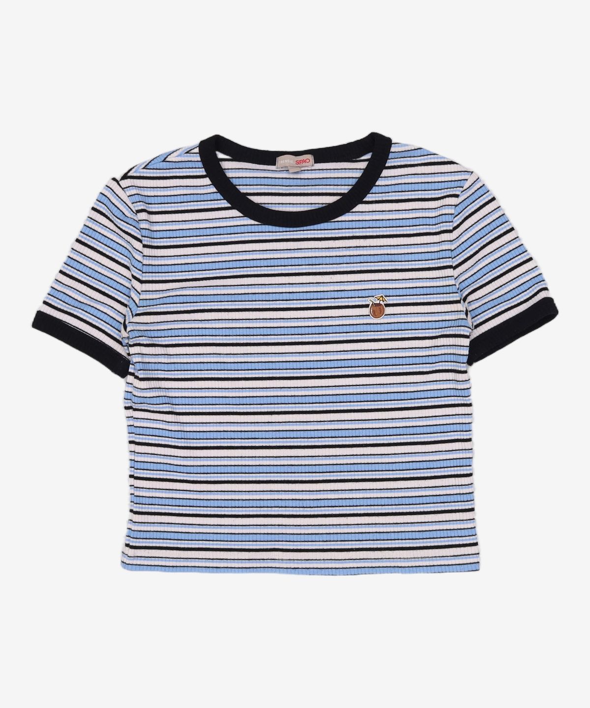 스파오(SPAO) 멀티 스트라이프 크롭 반팔 티셔츠 SPRSA25G31 S