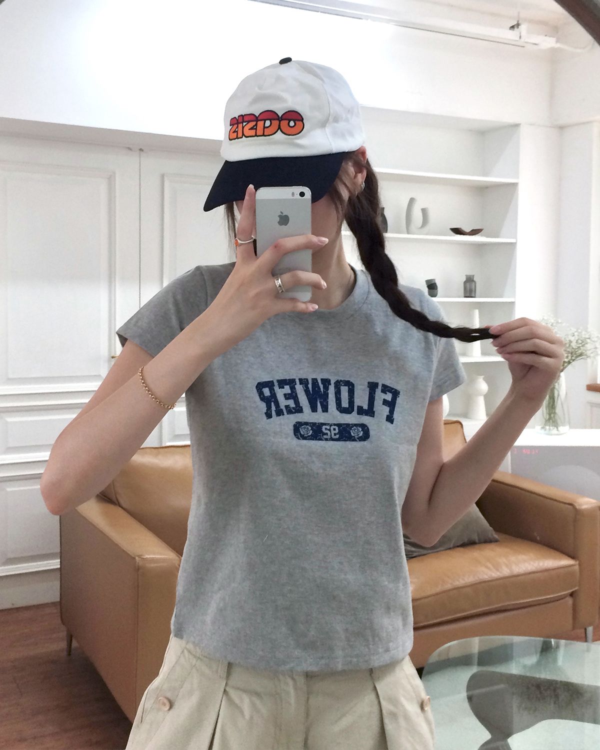 해비즘(HAVISM) FLOWER S/S TEE(GREY)