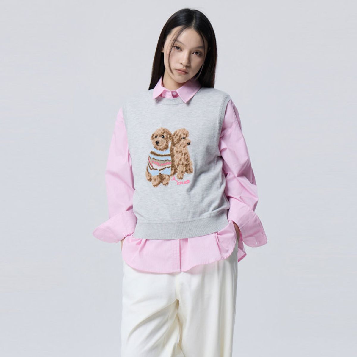 베네통(BENETTON) 잔스트라이프 블라우스_BABL93631PK