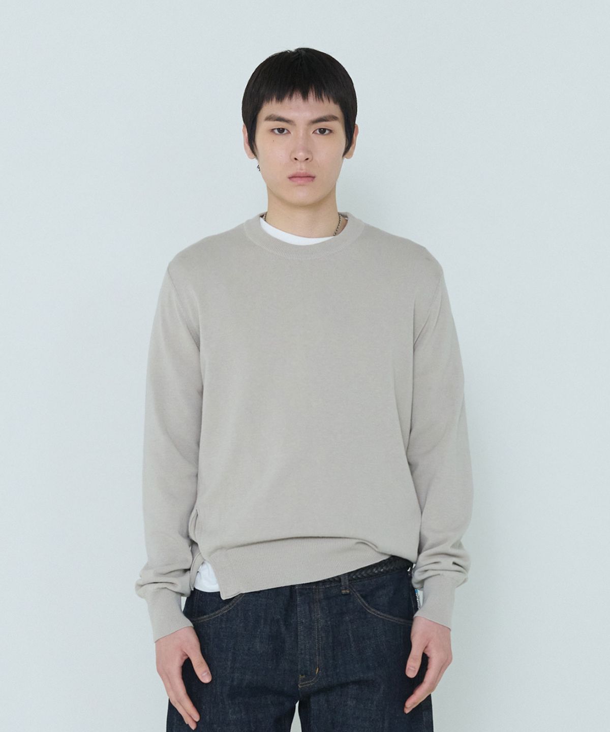 더씽인데어데어(THE THING IN THEIR THERE) Composed Slit Knit Sand