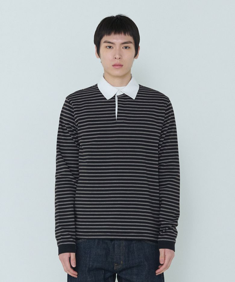 Narrow Stripe Rugby Shirts Black