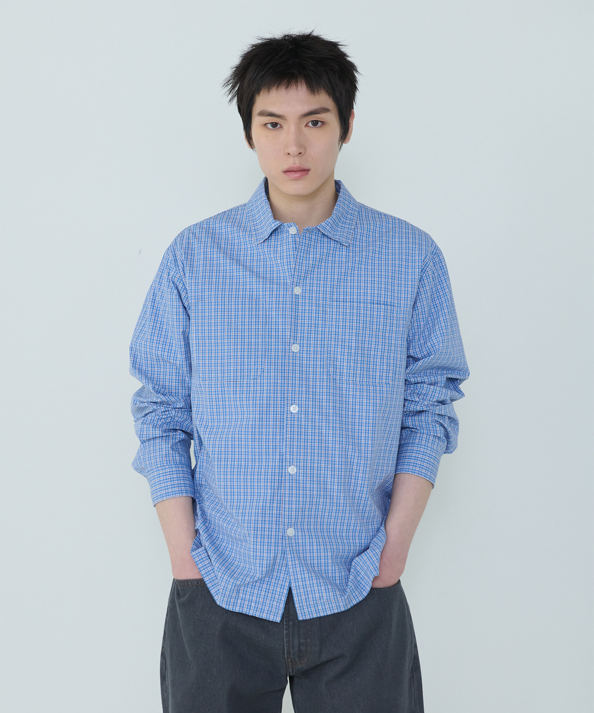 더씽인데어데어(THE THING IN THEIR THERE) Composed Multi Check Shirt
