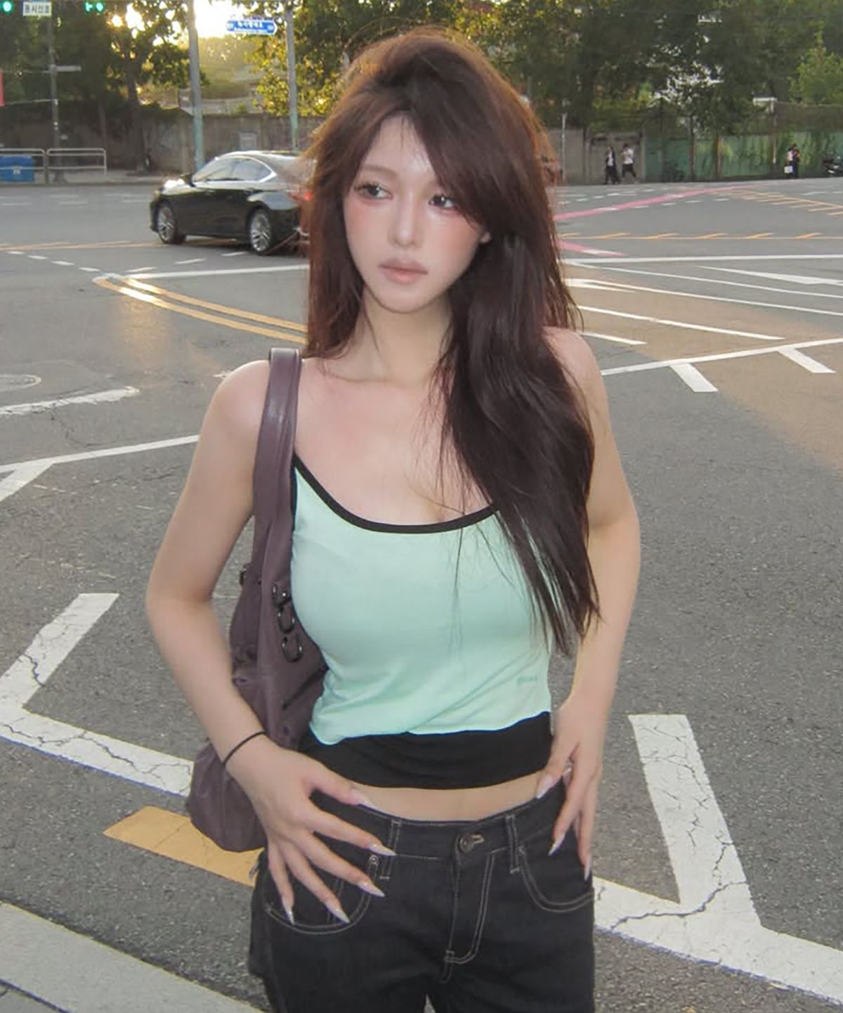 기머(GIMOR) Layered Tank Top Mint