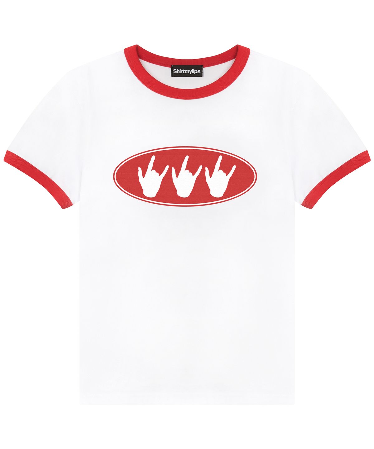 셔츠마이립스(SHIRTMYLIPS) 스몰 트리플 락앤롤 링거 티셔츠 화이트