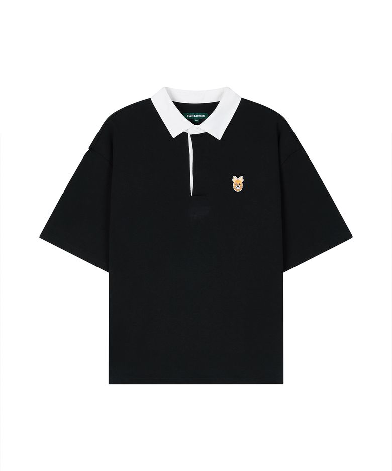 고라니 페이스 반팔 럭비 셔츠 [BLACK]