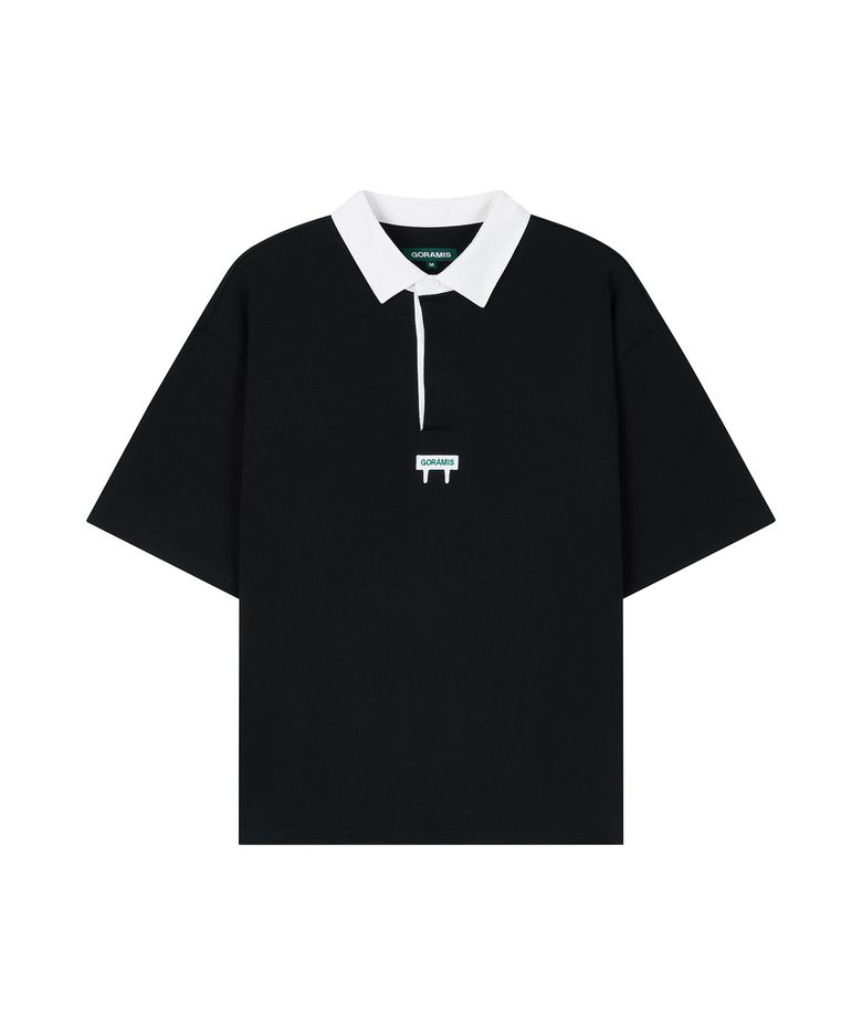 펭 와펜 반팔 럭비 셔츠 [BLACK]