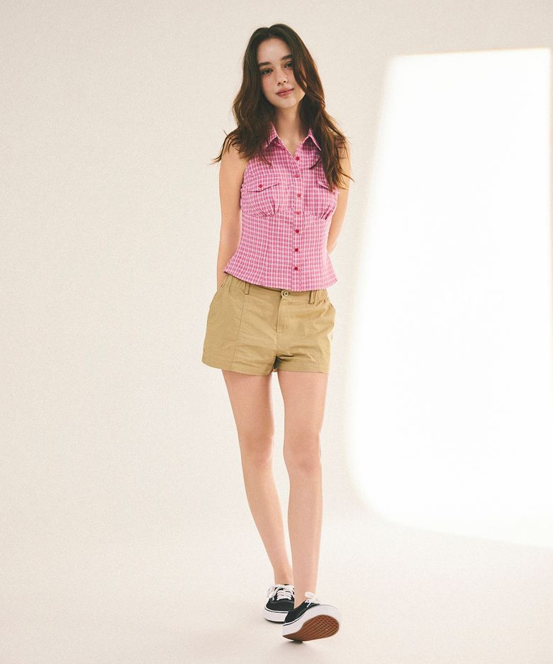 CHECK SLEEVELESS SHIRT