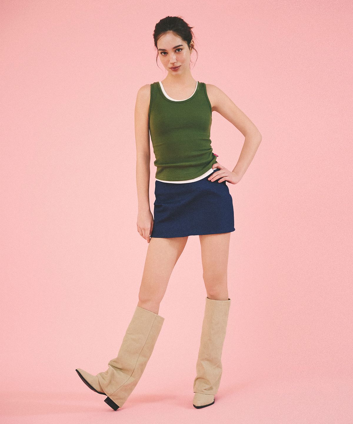 에이알유(A.R.U) SPAN DENIM LOW SKIRT