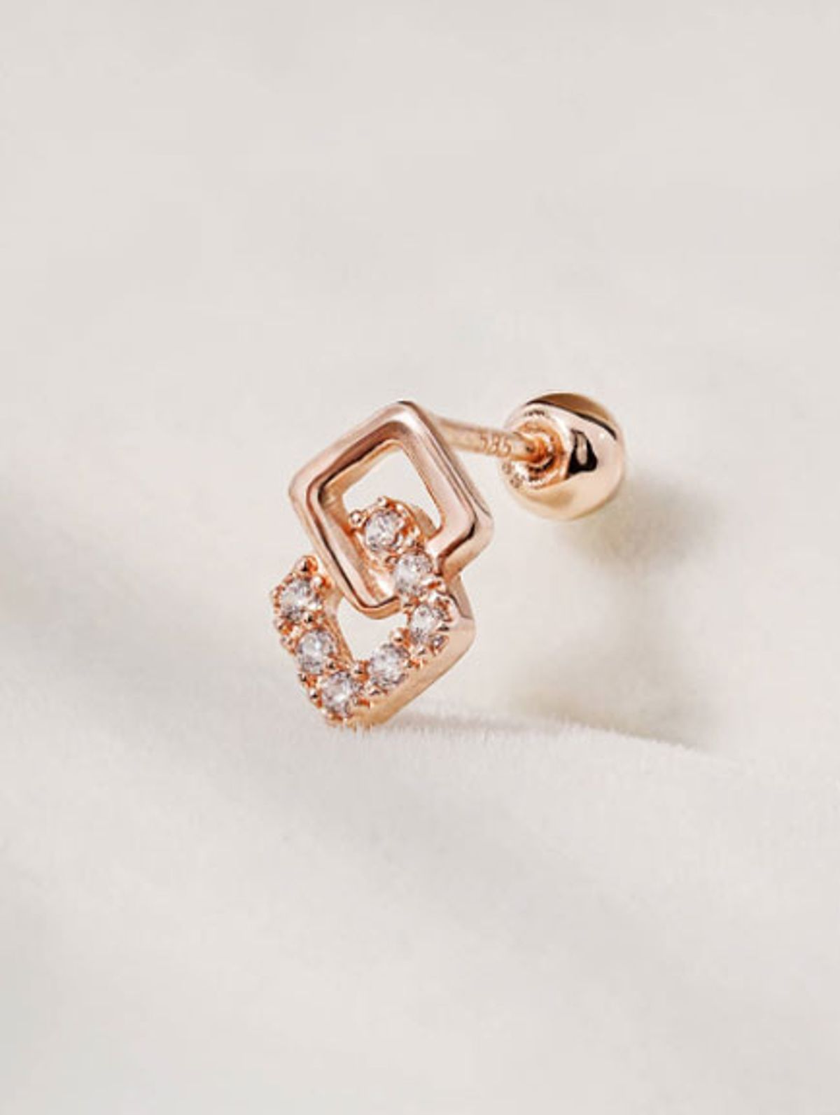 미니멀피어싱(MINIMALPIERCING) 14K 스퀘어 레이어 큐빅 피어싱 귀걸이