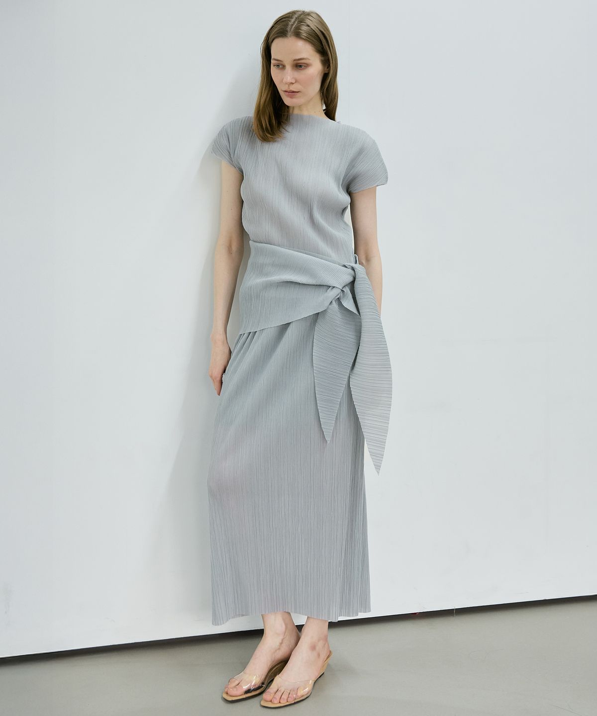 누토프(NUTOFFE) Pleated wrap Set_Blue Gray