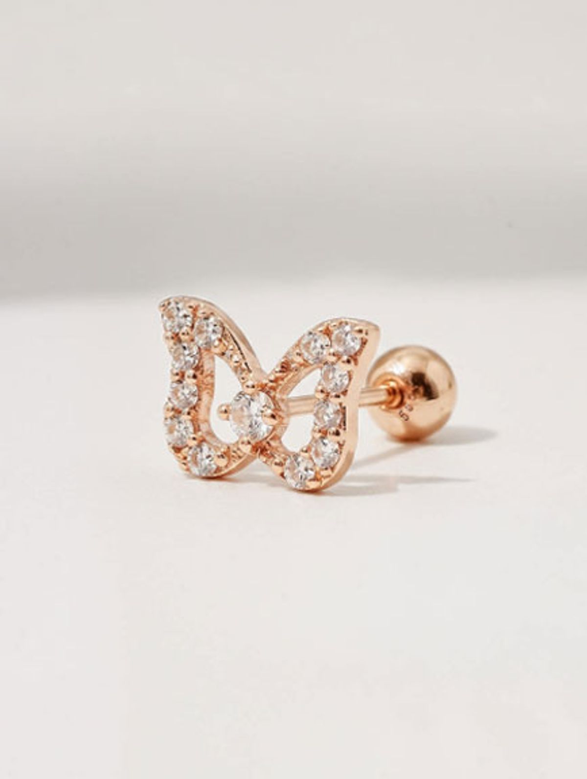 미니멀피어싱(MINIMALPIERCING) 14K 글로우 나비 큐빅 피어싱 귀걸이