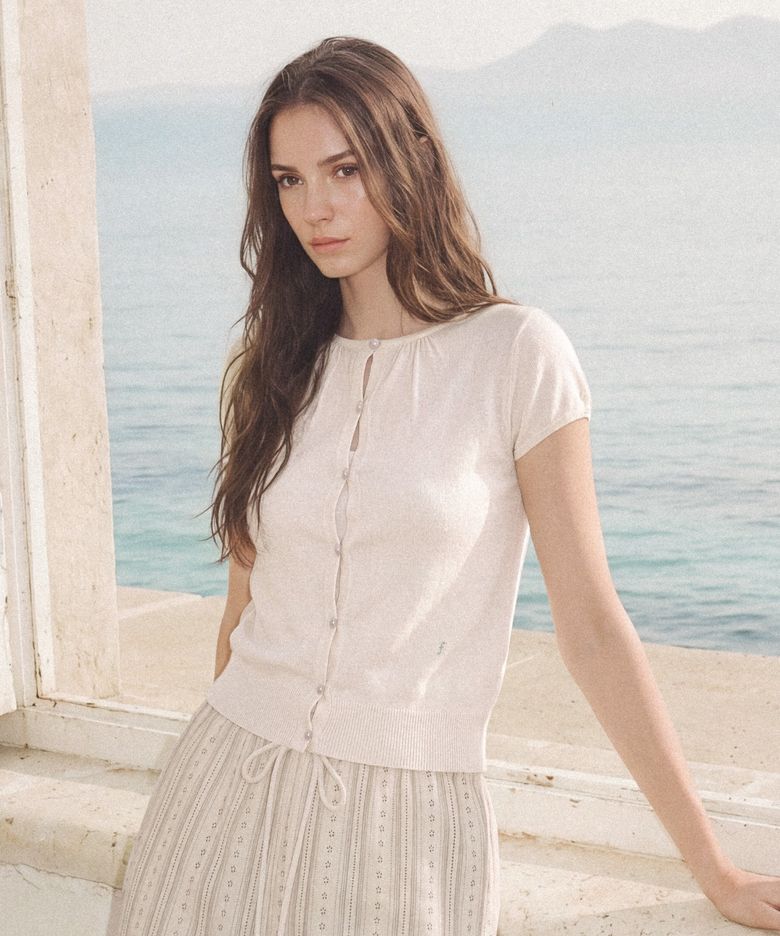 NUAGE CAP SLEEVE CARDIGAN (SILVER IVORY)