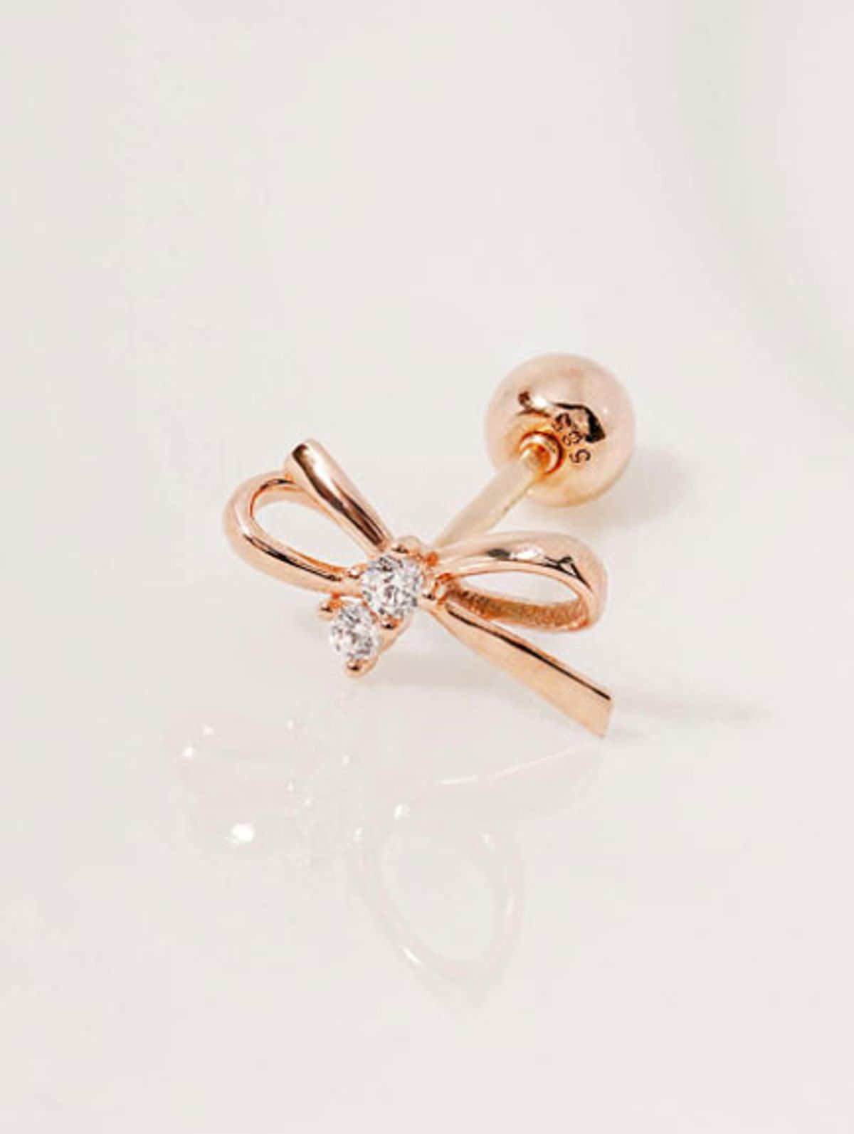 미니멀피어싱(MINIMALPIERCING) 14K 슬림 리본 큐빅 라인 피어싱 귀걸이