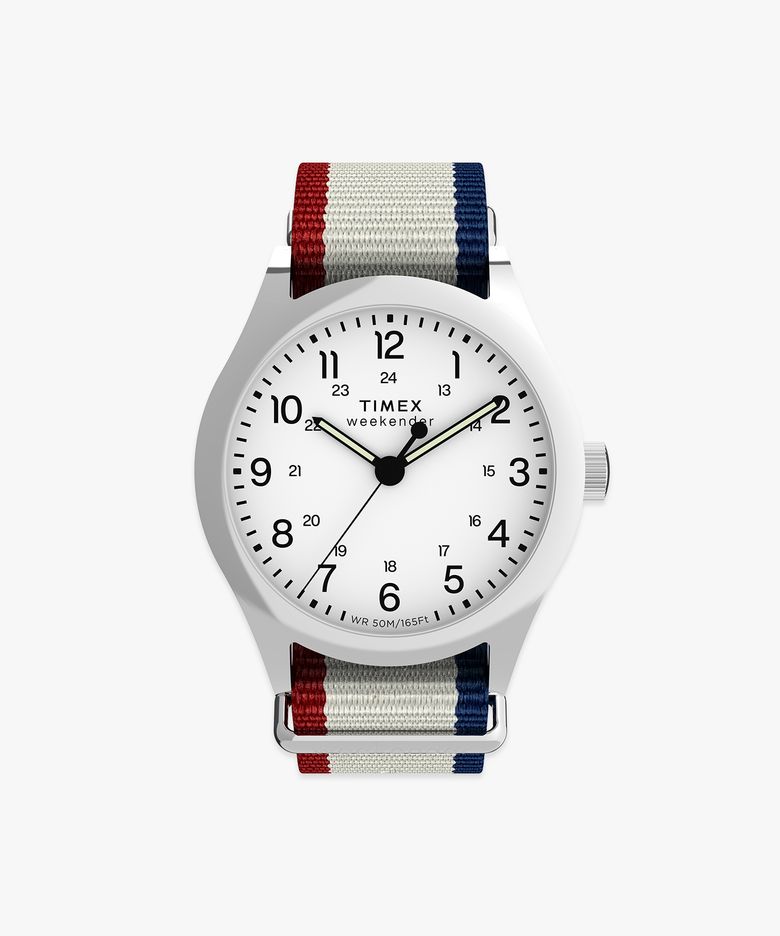 위켄더 뉴잉글랜드 스트라이프 슬립스루 스트랩 손목시계 39mm