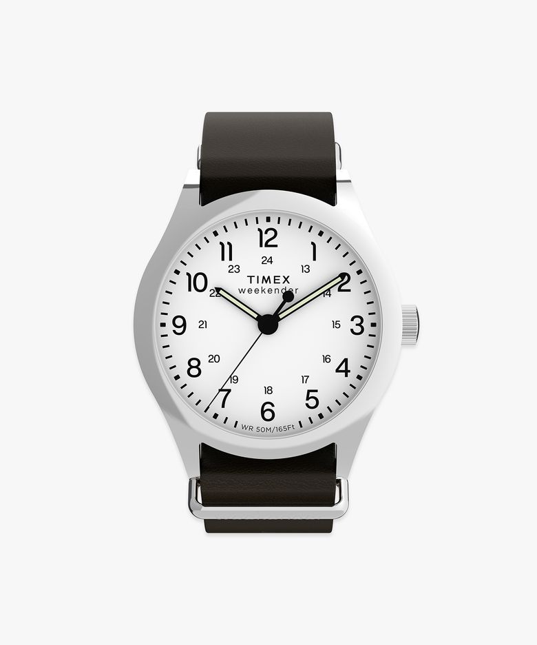 위켄더 뉴잉글랜드 쓰리핸즈 브라운 가죽손목시계 39mm