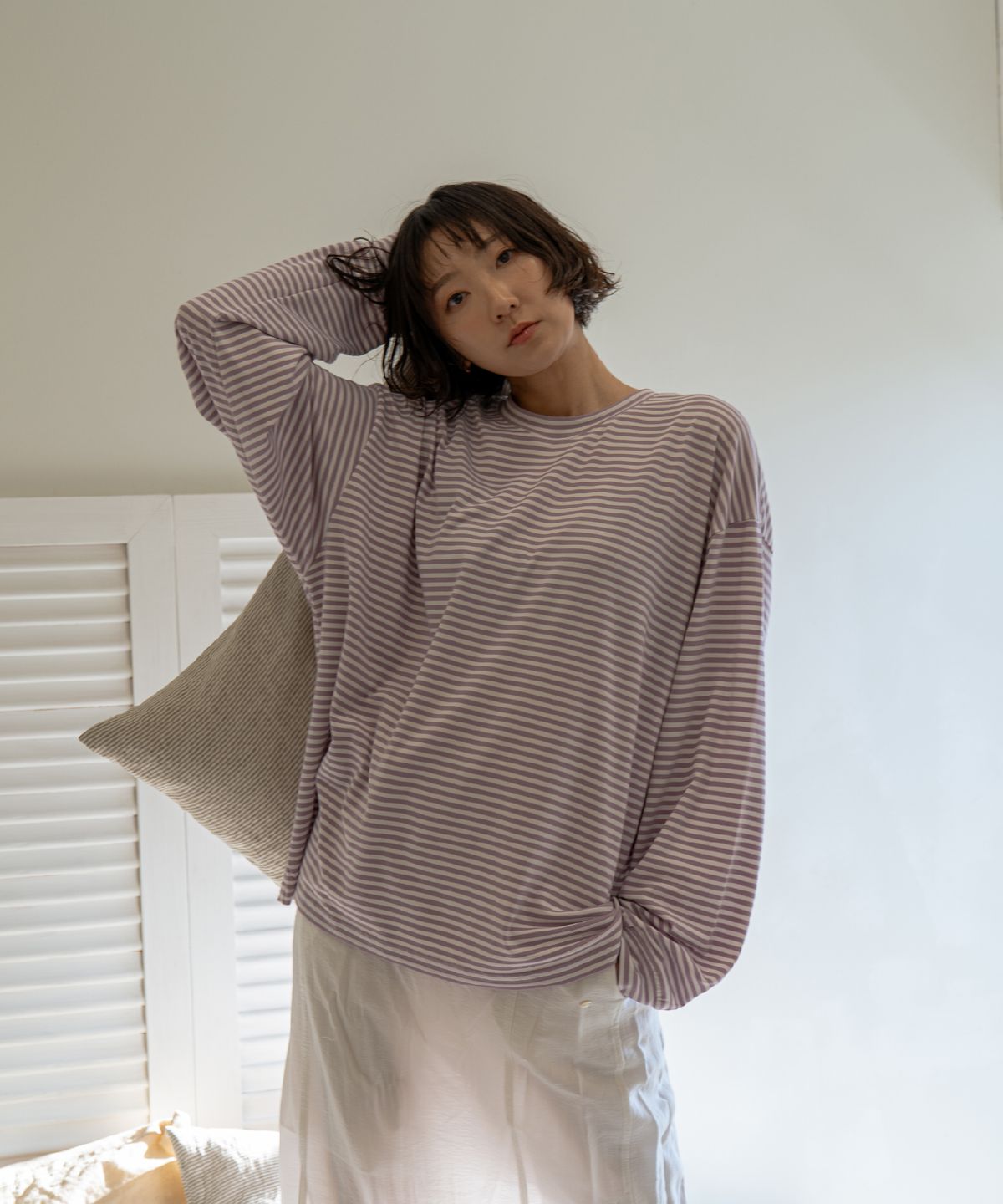 른넷(LEUNNET) 마틴 스트라이프 티 (Matin Stripe T) / Purple