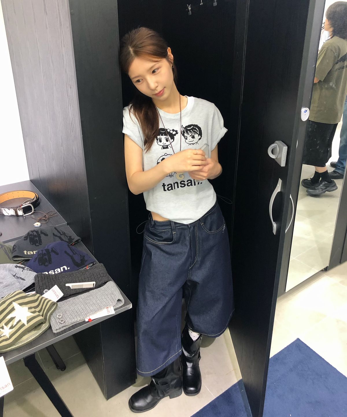 탄산마그네슘(TANSANMAGNESIUM) 안녕자두야X탄산 프렌즈 픽셀 티셔츠 (스카이블루)