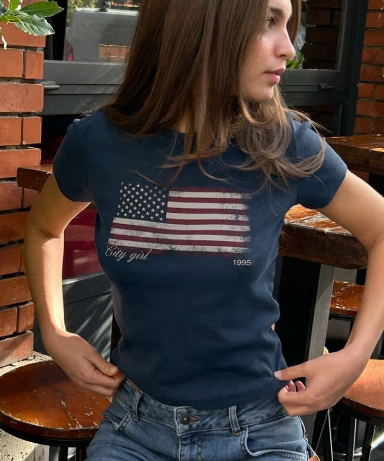 USA 티셔츠 (블루)