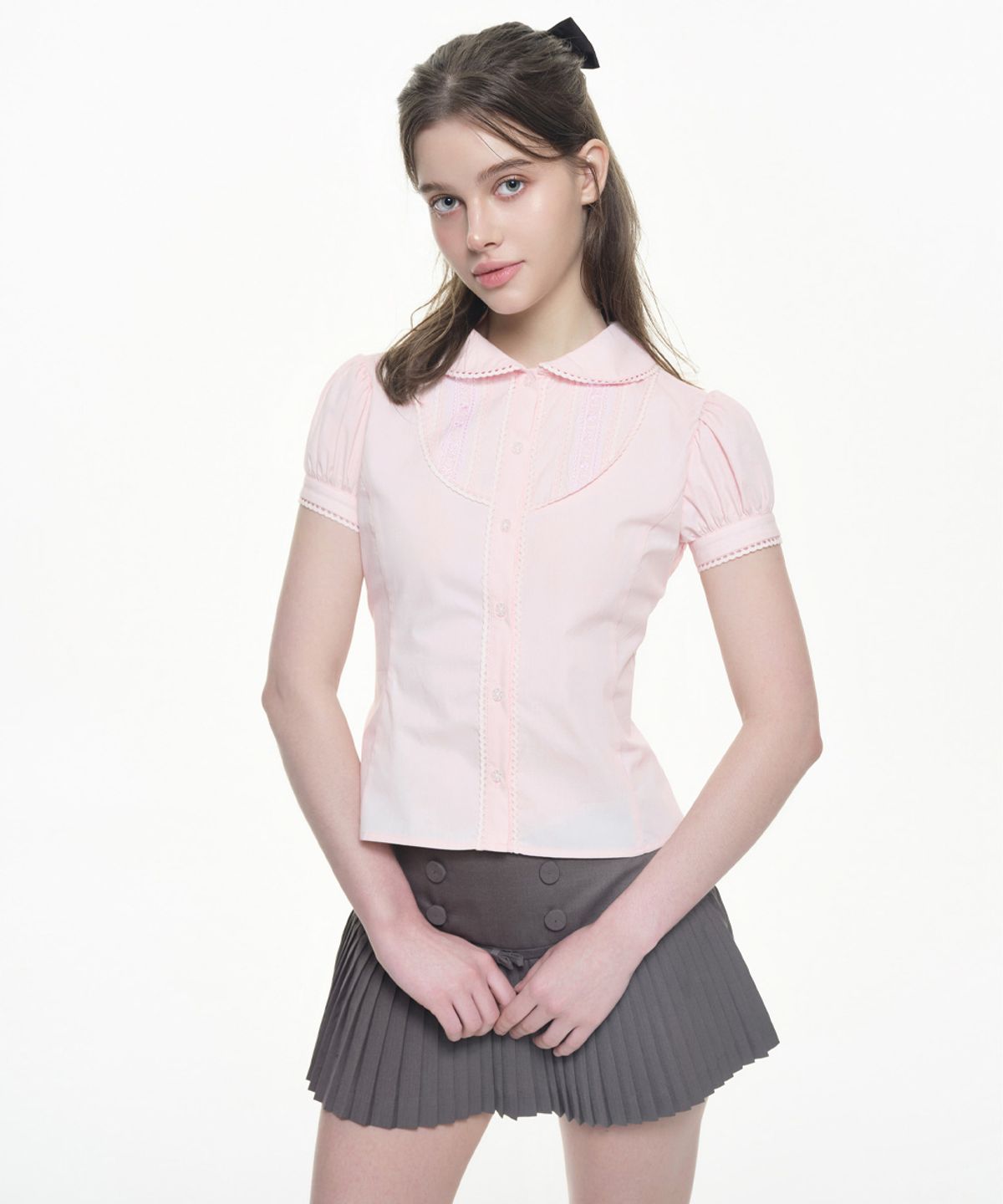 위스페어리(WHISFAIRY) Classic Lace Blouse - PINK