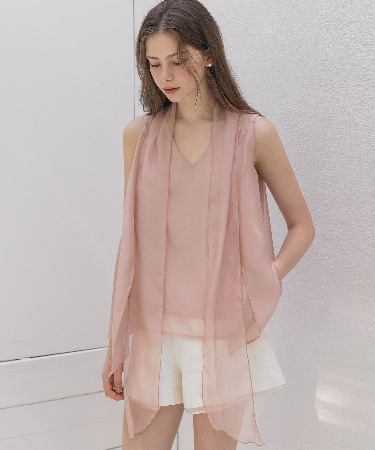 로트르드민(LAUTREDE MIN) Tilda tied Pink Blouse