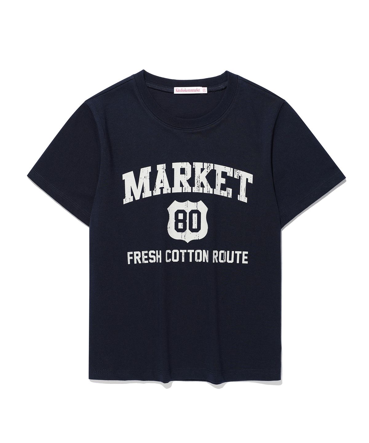 킴스 프레시 코튼 마켓(KIMS FRESH COTTON MARKET) 마켓 컬리지 티셔츠 네이비