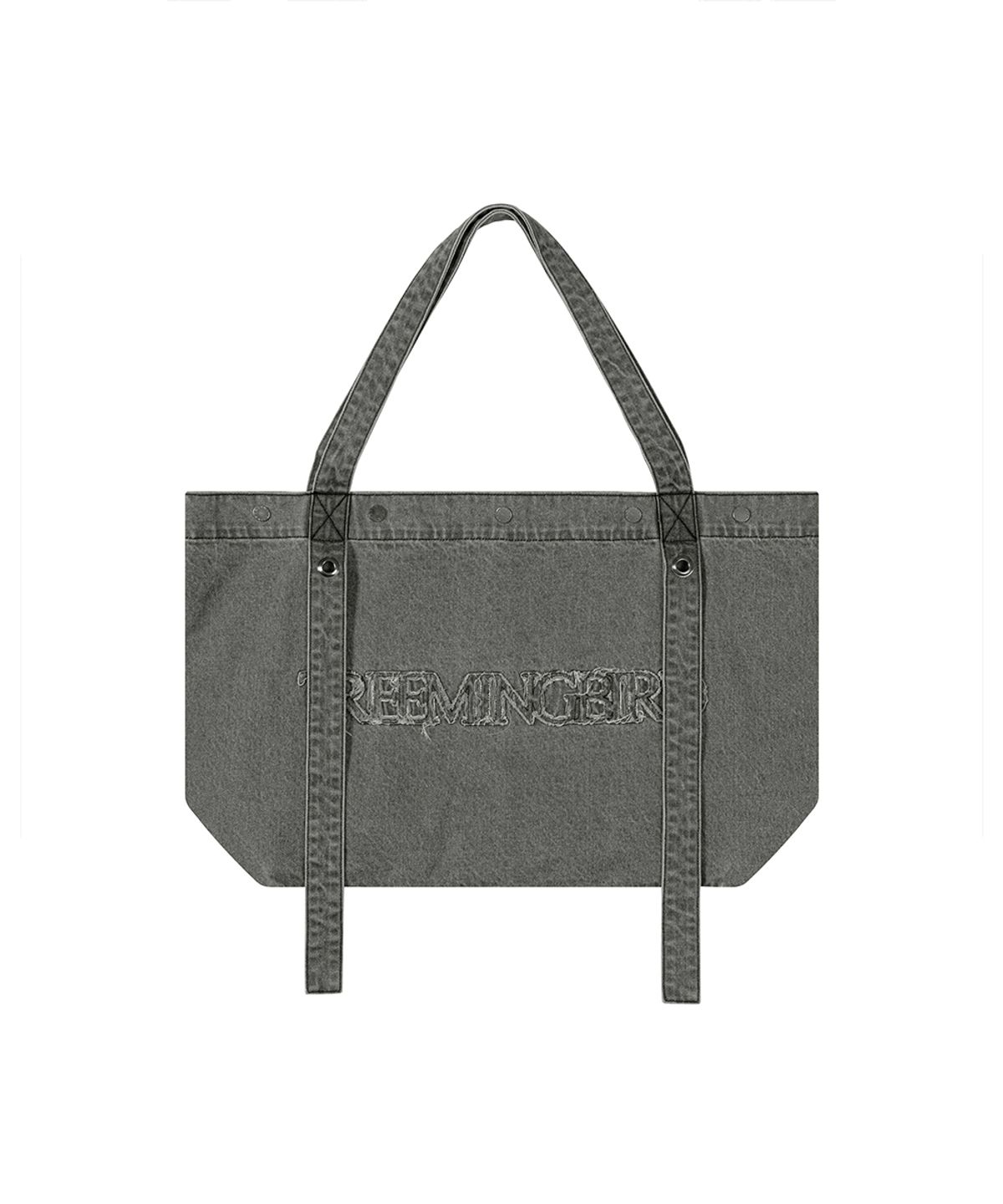 트리밍버드(TREEMINGBIRD) Washed Denim Logo Tote Bag [ Gray ]