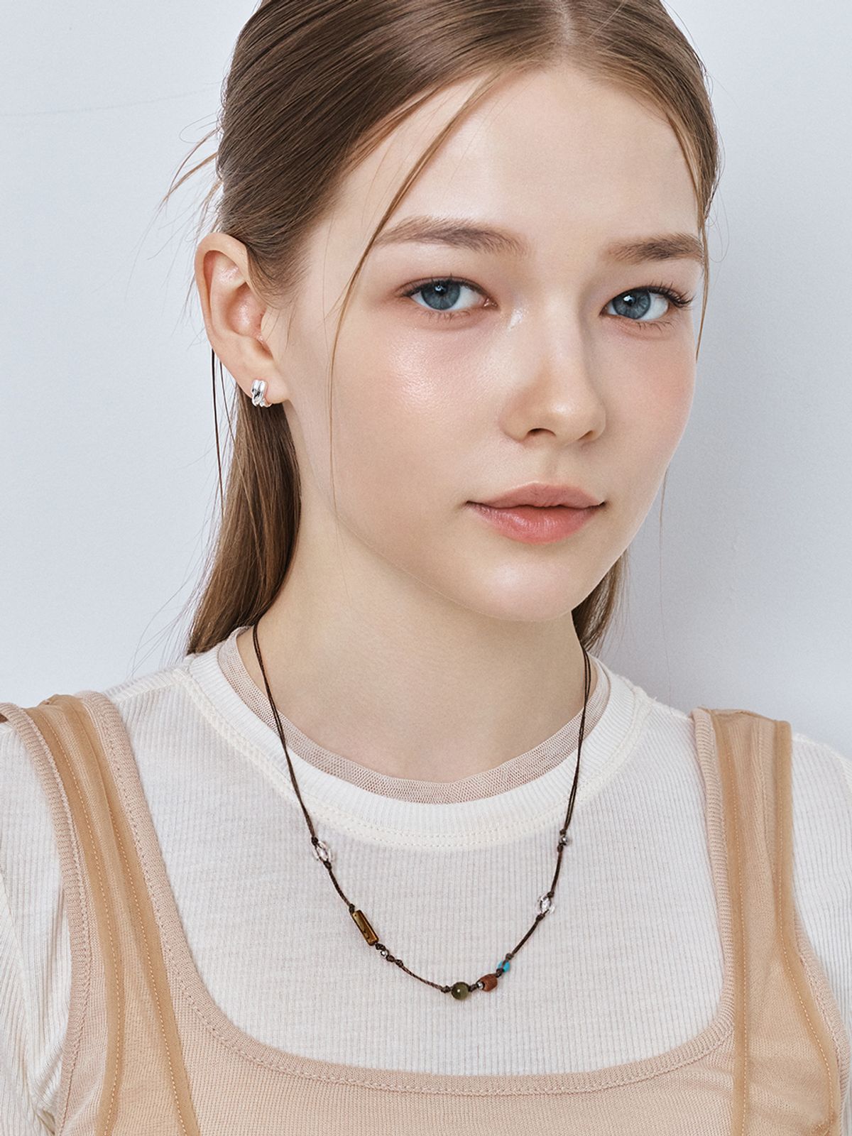 헤이(HEI) bohemian mixed stone string necklace