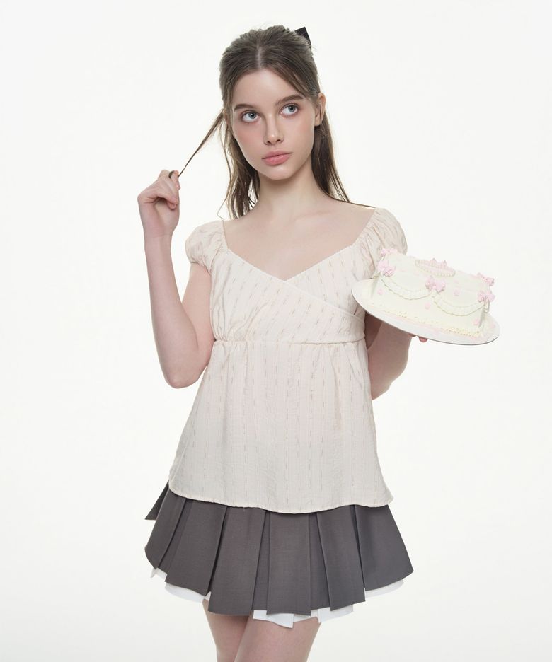 Angel Wrap Blouse - CREAM ROSE