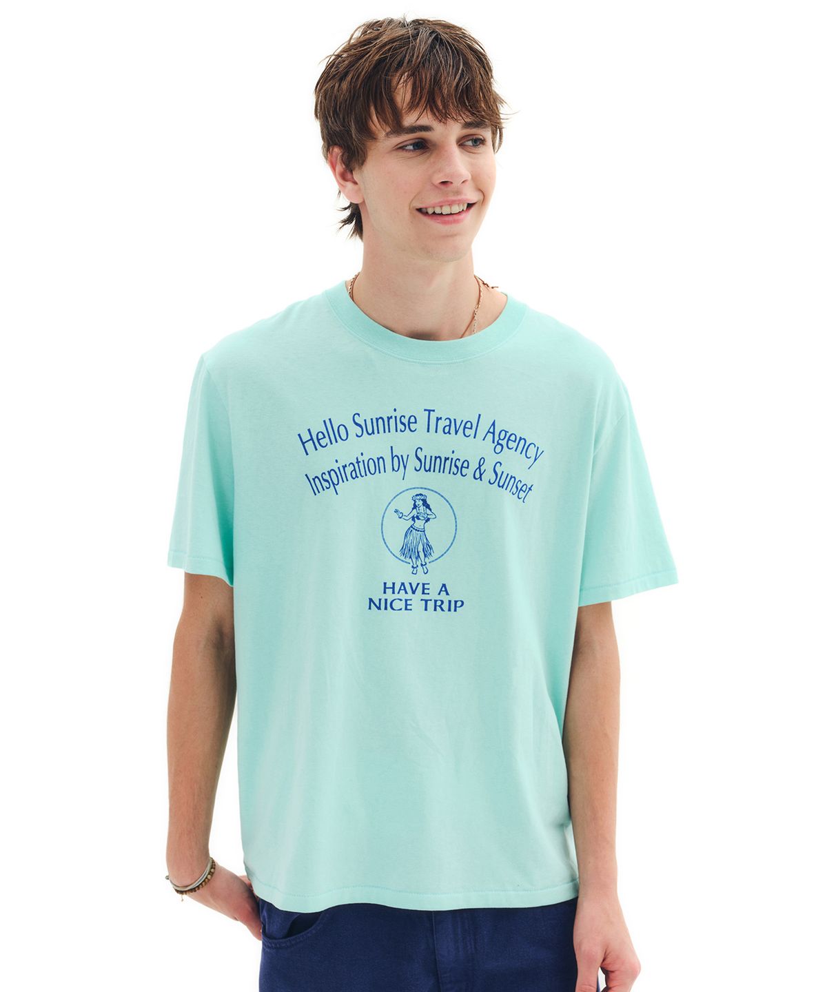 헬로 선라이즈(HELLO SUNRISE) Hula Girl Tee_Aloha Mint
