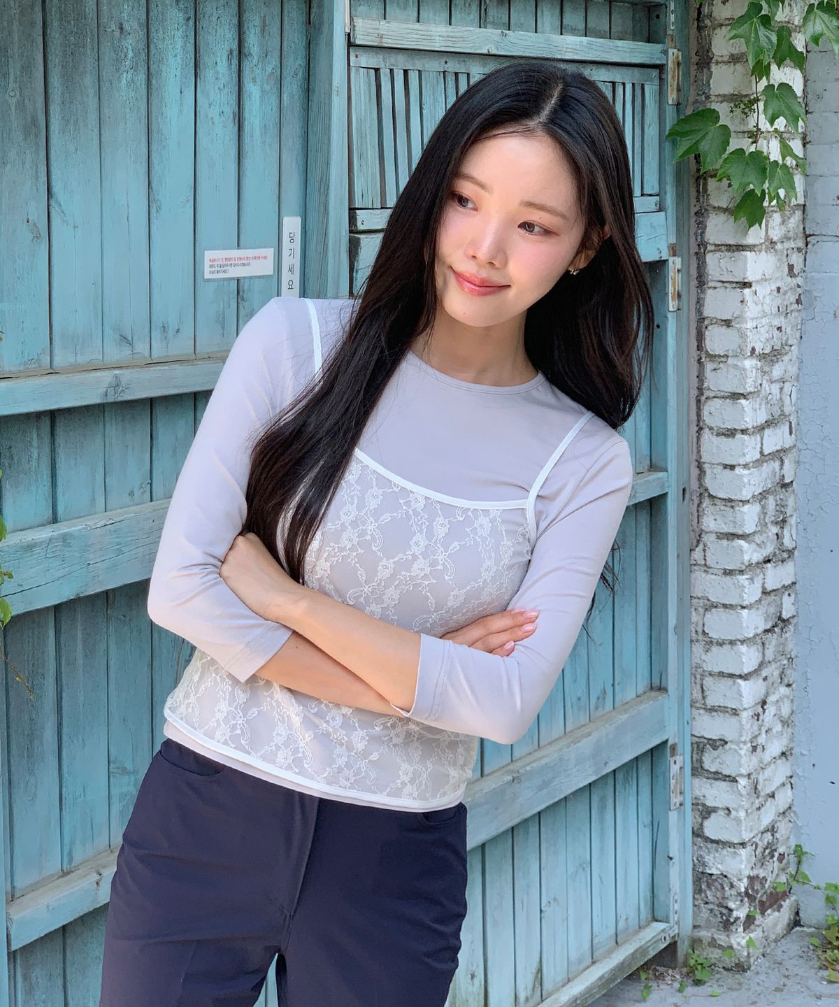 이보크에라(EVOKEERA) Dear Lace Layered Top(Ivory)