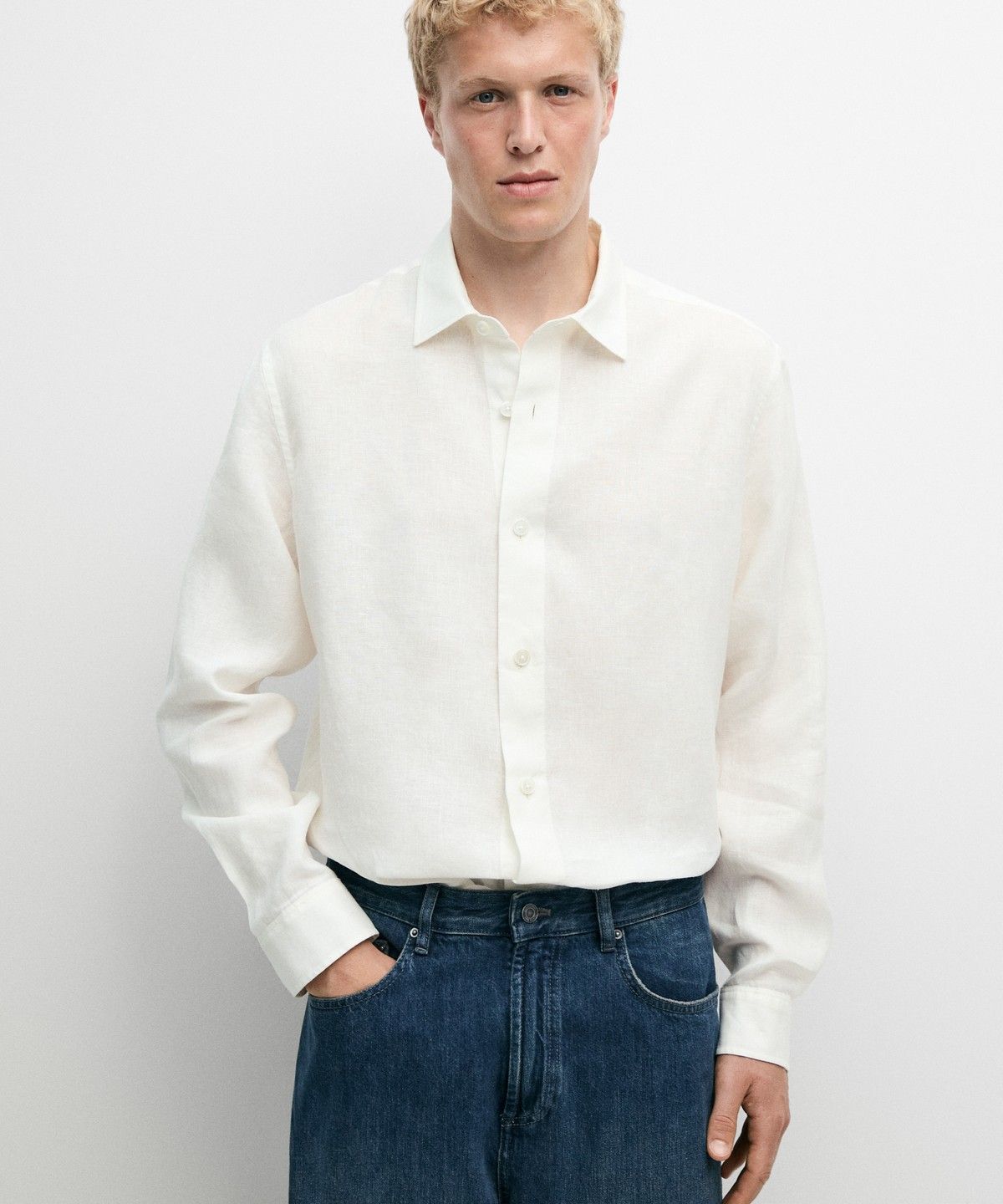 마시모두띠(MASSIMO DUTTI) 100% 린넨 레귤러 핏 셔츠