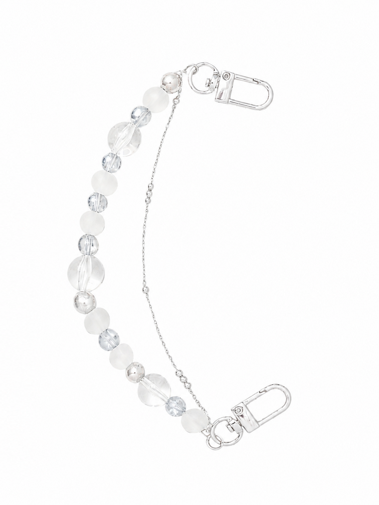 BEADS CHAIN KEYRING - WHITE