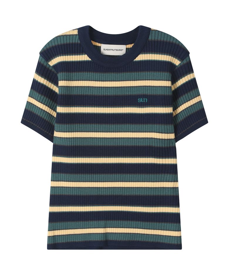 SUN RIB STRIPE TEE NAVY
