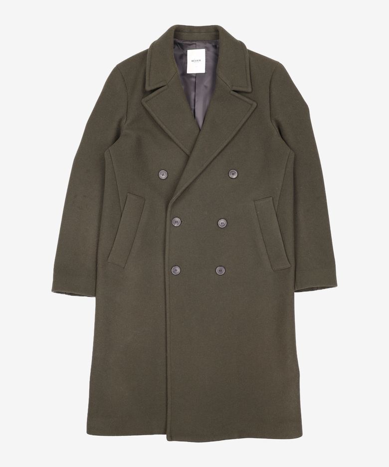 Wool Cashmere Tailored Double Coat - Deep Olive [울 캐시미어 테일러드 더블 코트 - 딥 올리브] S