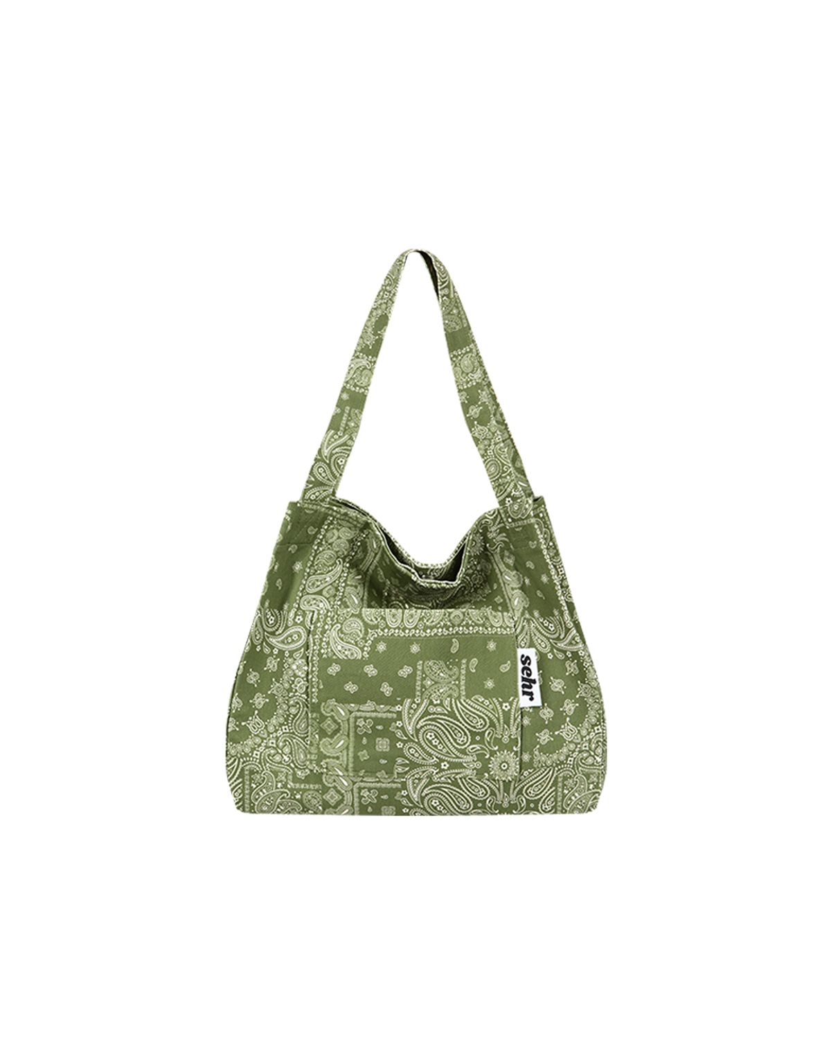 세르(SEHR) Light Paisley Twill Cotton Middle Bag (Green)