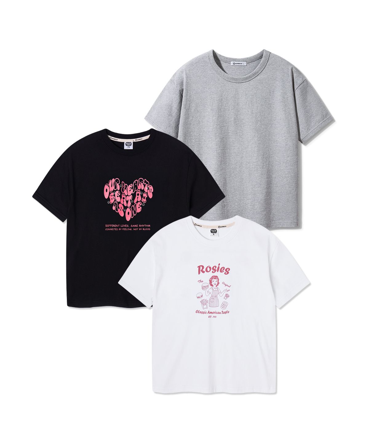 앨빈클로(ALVINCLO) [3PACK] 크롭핏 반팔티 3종 패키지